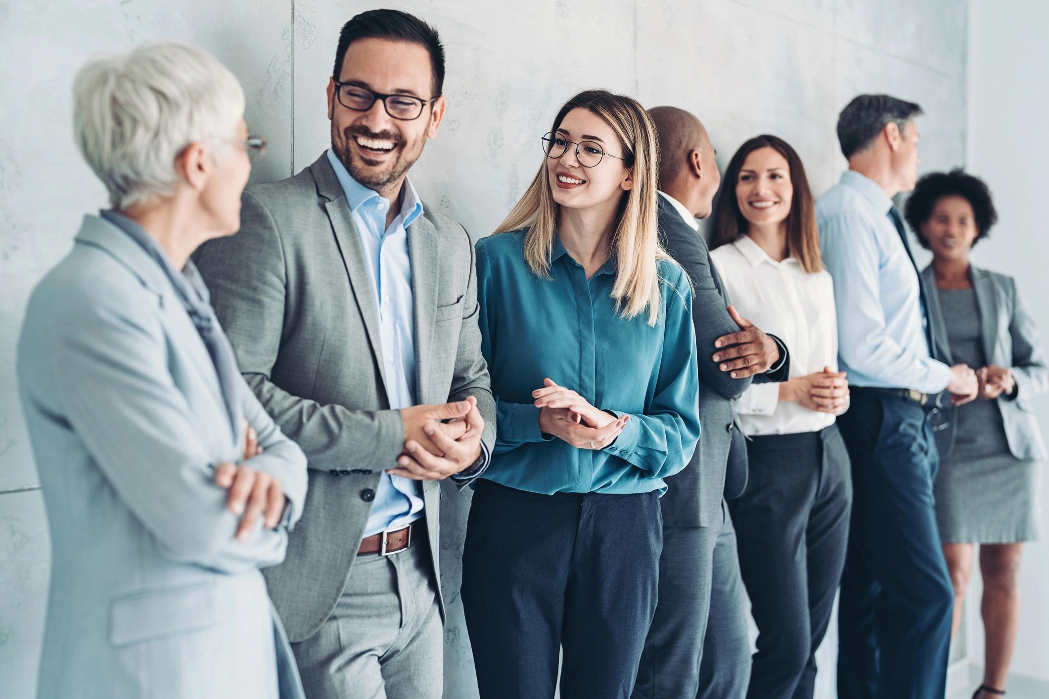 Professional event team gathered for a business networking event